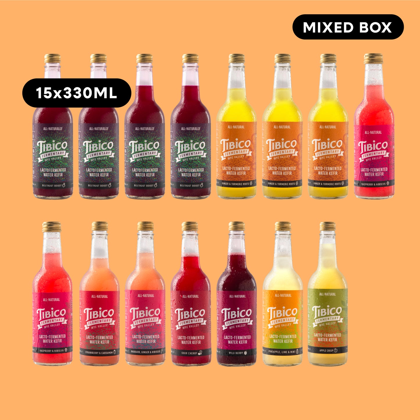 15 x 330 ml Mixed Water Kefirs